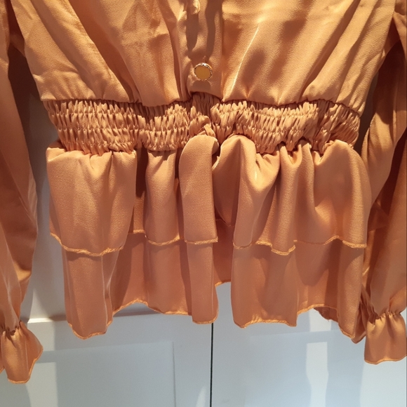 Brand New Ruffle Satin Peplum Top - Picture 7 of 9